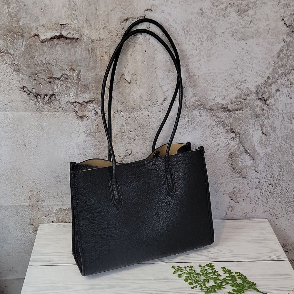 K. Carroll Whitney Tote In Black Vegan Leather 13" X 10"
